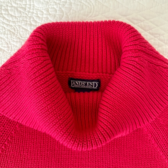 Vintage Lands End 100% Cotton Cowl Neck Sweater Thick Knit M 10-12 - Picture 2 of 10